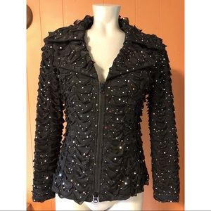 Clara SunWoo Black Zip Up Jacket Silver Dots S